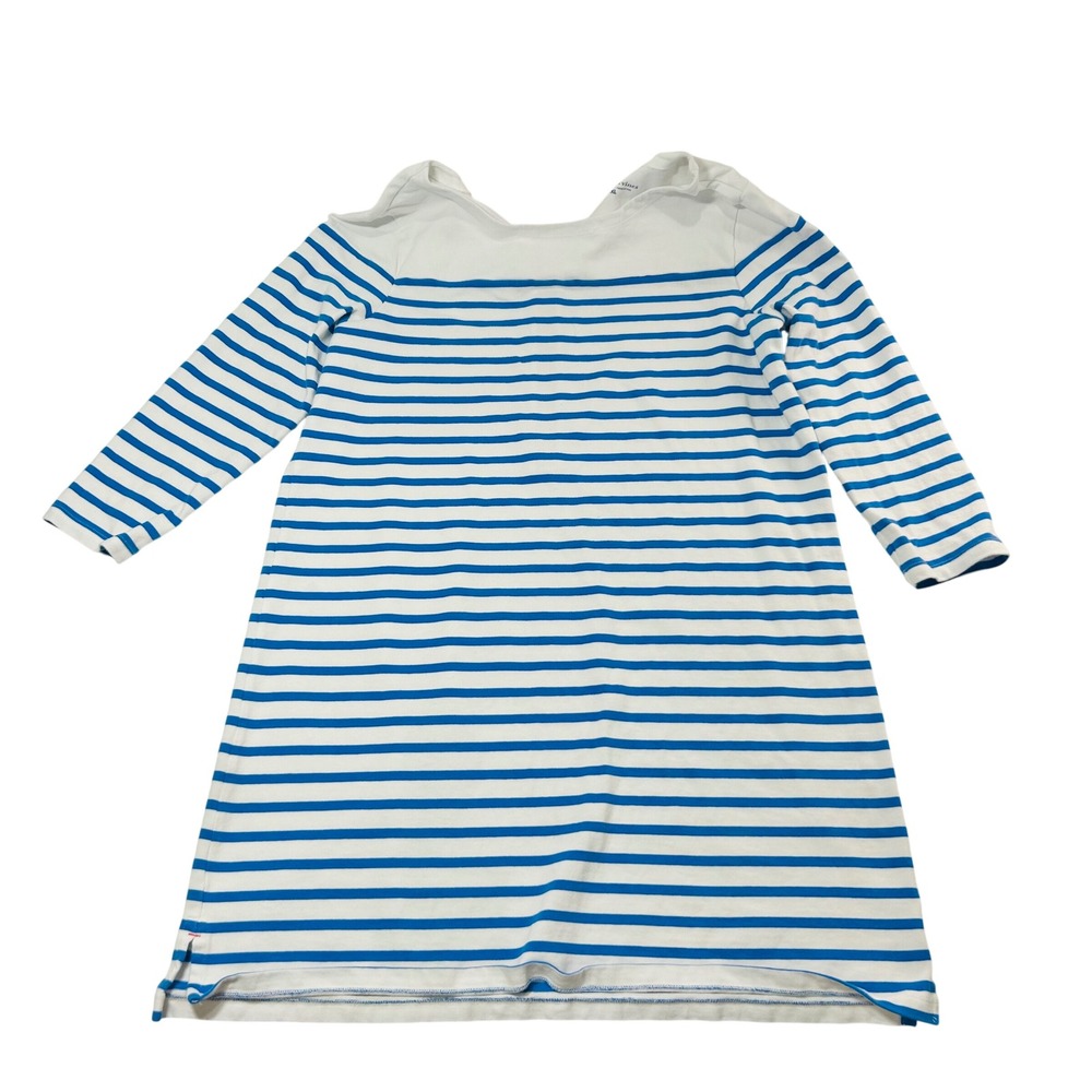 Vineyard Vines Womens XL Blue White Striped Cotton 3/4 Sleeve Shift Zip